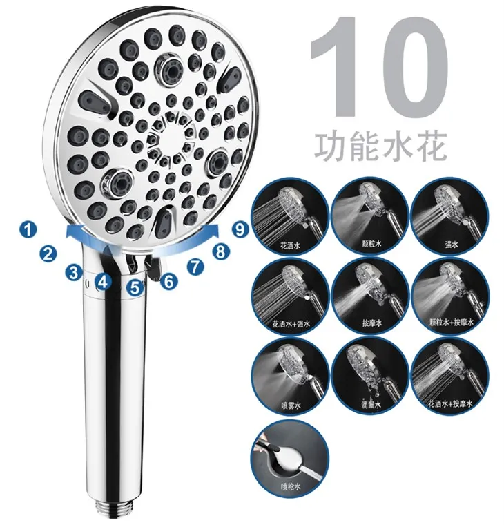 Tiga Fungsi Full Chrome Handheld Shower Head
